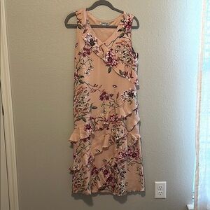 Floral Sleeveless Dress - Cream and Pink